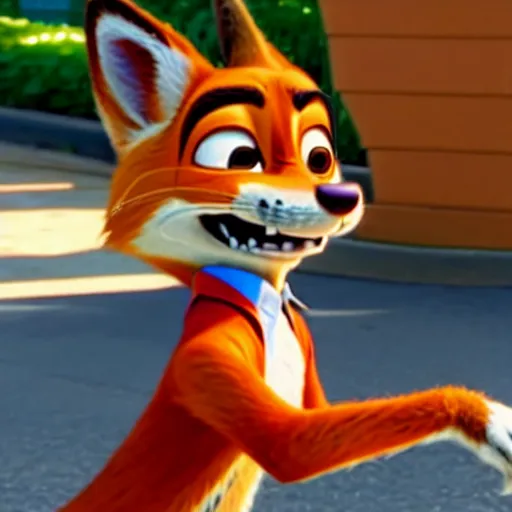 Image similar to Nick Wilde (from Zootopia) doing one last job before he's out of the game for good