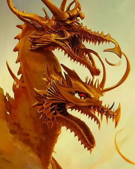 Image similar to portrait of a golden dragon by bayard wu