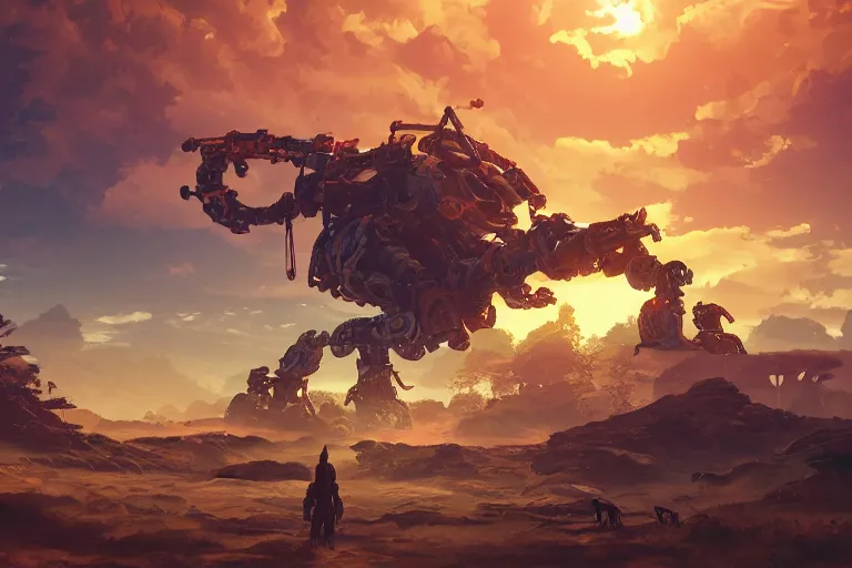 Image similar to shell - walker machine mecanical creature robot of horizon forbidden west horizon zero dawn radiating a glowing aura global illumination ray tracing hdr fanart arstation by ian pesty and alena aenami artworks in 4 k