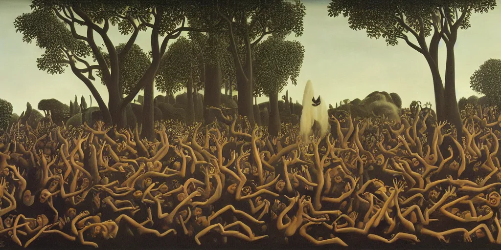 Prompt: a beautiful painting of Bad Religion playing a concert in Hell by Henri Rousseau 8k, 4k