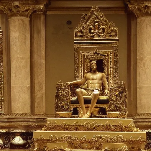 Image similar to the body of a king entombed in solid diamond. his body can clearly be seen sitting on his throne as perfect as in life