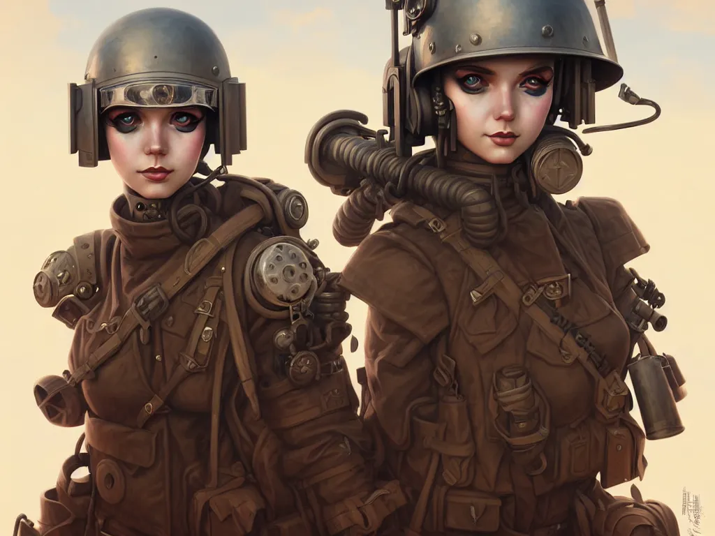 Image similar to portrait of dieselpunk blackpink lisa soldier girl, helmet, stormy sand desert, armored, highly detailed, digital painting, face detail, sharp focus, art, illustrations by loish and ayanamikodon and irakli nadar and rossdraws and wlop