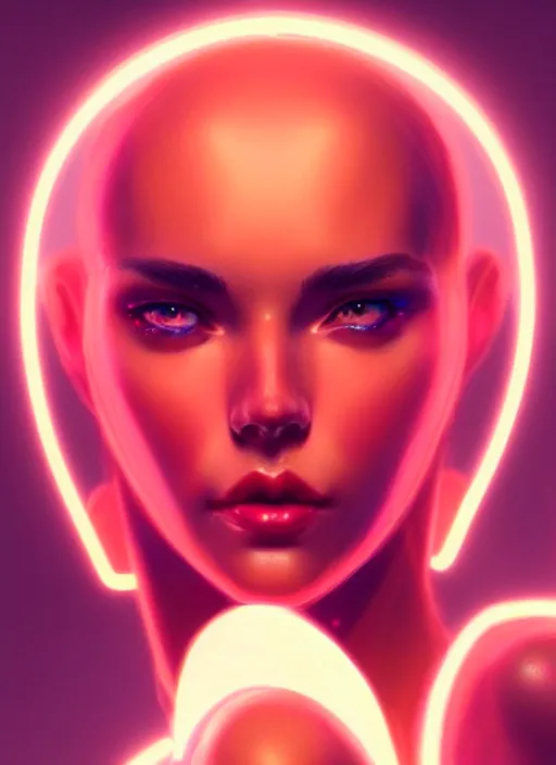 Image similar to portrait of european female humanoid, elegant, cyber neon lights, highly detailed, digital photography, artstation, pinterest, glamor pose, concept art, smooth, sharp focus, art by artgerm and greg rutkowski