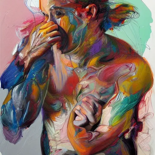 Prompt: by jenny saville, by skottie young passionate. this conceptual art is one of the most beautiful conceptual arts i have ever seen. the colors are so vibrant & the brush strokes are so fluid. it looks like the conceptual art is alive.