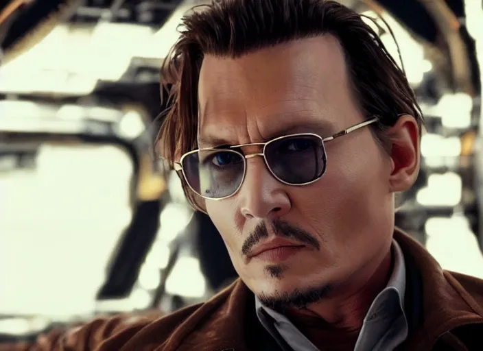 Image similar to film still of Johnny Depp as Cooper in Interstellar, 4k