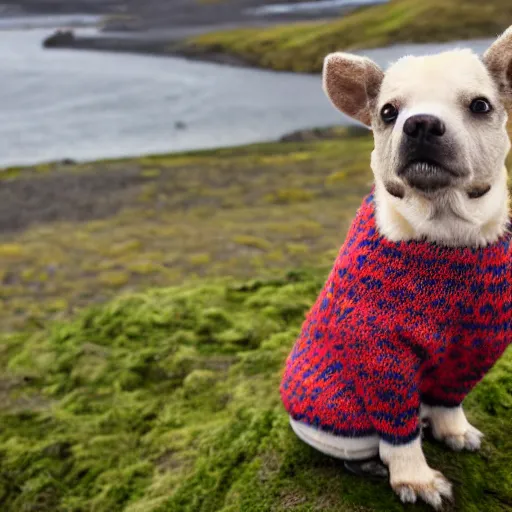 Prompt: kooiker wearing an Icelandic sweater