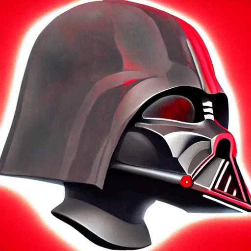Image similar to darth vader's head coming out of a red mist, profile pic, centered, accurate anatomy, highly detailed, digital art