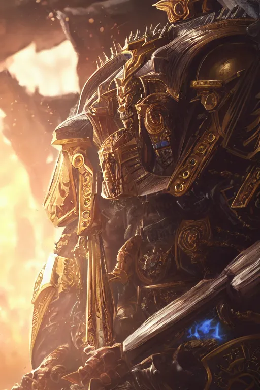 Image similar to queen portrait heros warhammer 4 0 k horus heresy fanart - the primarchs emperor by johannes helgeson animated with vfx concept artist & illustrator global illumination ray tracing hdr fanart arstation zbrush central hardmesh 8 k octane renderer comics stylized