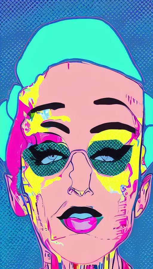 Image similar to a close up of a person wearing a plastic head, a pop art painting by hedi xandt, behance, plasticien, y 2 k aesthetic, pop art, seapunk