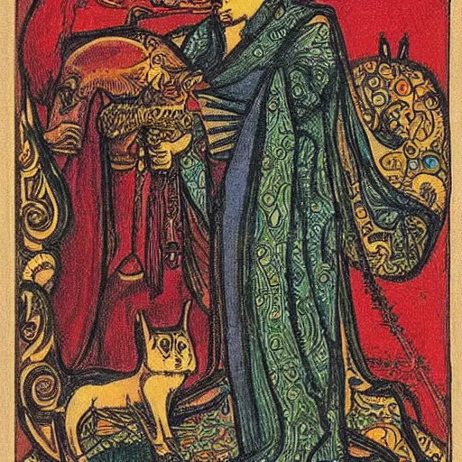 Image similar to a tarot card by bilibin