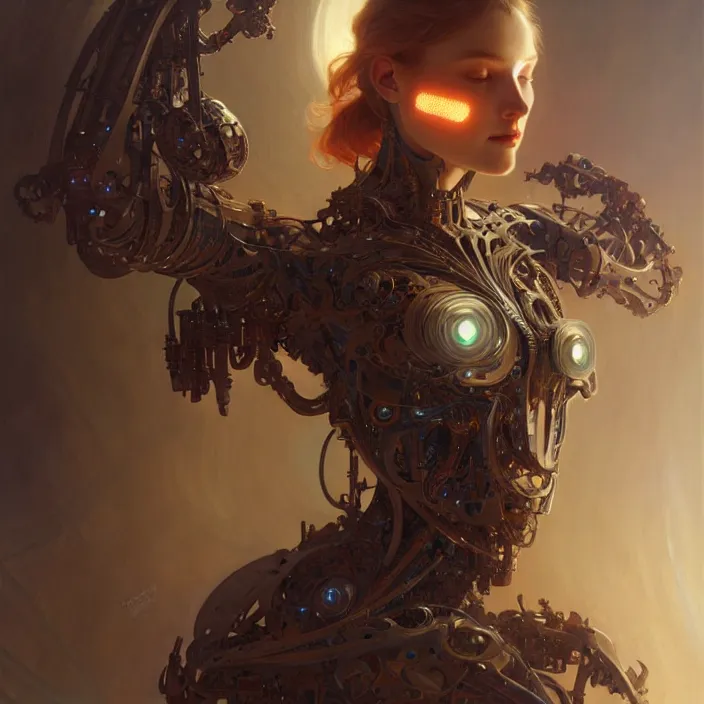 Image similar to organic cyborg, diffuse lighting, fantasy, intricate, elegant, highly detailed, lifelike, photorealistic, digital painting, artstation, illustration, concept art, smooth, sharp focus, art by john collier and albert aublet and krenz cushart and artem demura and alphonse mucha