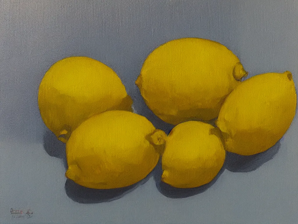Image similar to oil on canvas painting of one lemon