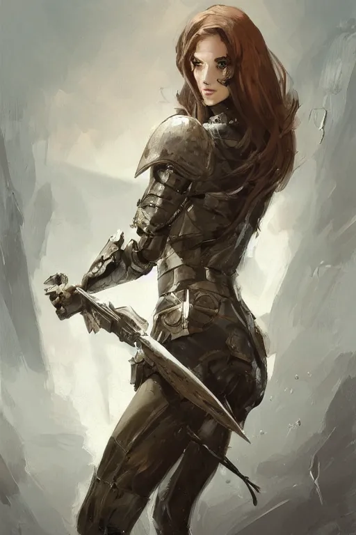 Image similar to a professionally painted portrait of an attractive young woman, clothed in military armor, olive skin, long dark hair, beautiful bone structure, symmetrical facial features, intricate, elegant, digital painting, trending on Artstation, concept art, smooth, sharp focus, illustration, from Metal Gear by Ruan Jia and Mandy Jurgens and Artgerm and William-Adolphe Bouguerea, award winning