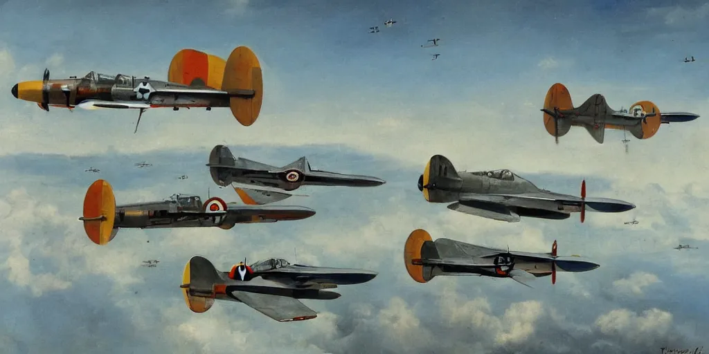 Prompt: world war two fighter planes, by tullio crali