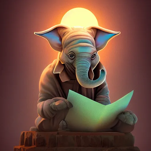 Image similar to elephant yoda making a speech, stunning digital art, high detail, in the style of artgerm, artstation, cgsociety, dramatic lighting, pixar 3d 8k