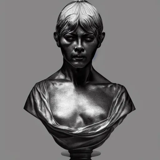 Image similar to beautiful lifelike award winning marble statue bust of gary glitter trending on art station artgerm greg rutkowski alphonse mucha museum quality cinematic atmospheric