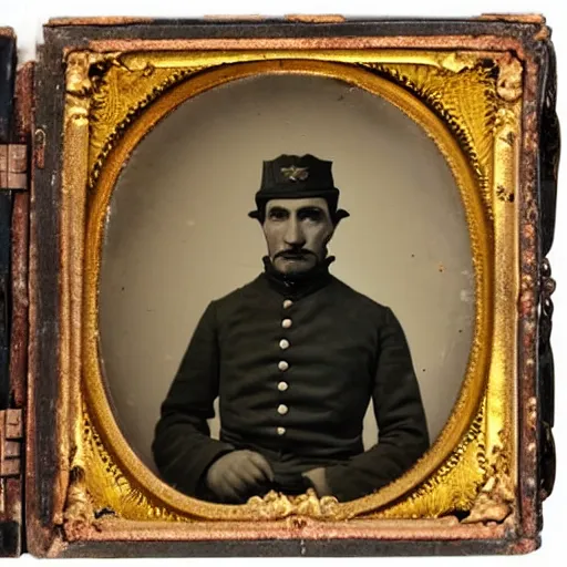 Image similar to ambrotype of a man in civil war uniform.