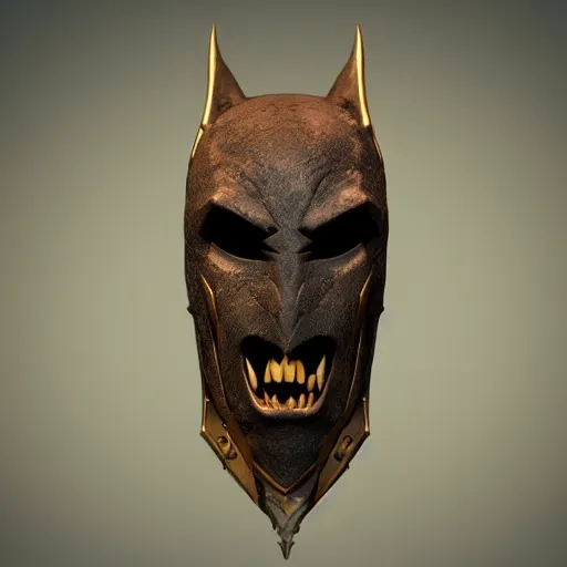 Image similar to a vampire bat crusader mask, epic scale, character concept art, face symmetry, intricate accurate details, artstation trending, octane render, cinematic color grading, soft light, rule of thirds, golden ratio, like a professional model, cinematic, 8 k, clear.