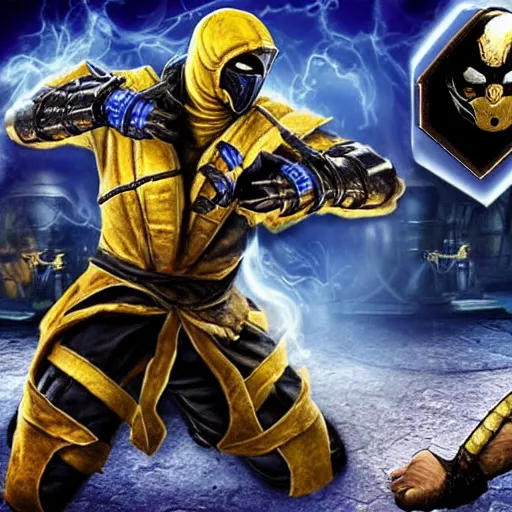 Image similar to scorpion mortal kombat blue, video game