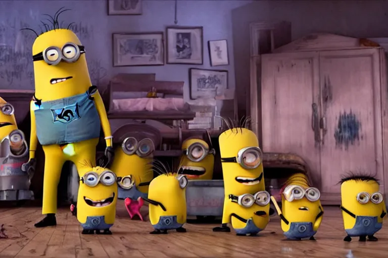 Prompt: a still image of despicable me in a horror movie