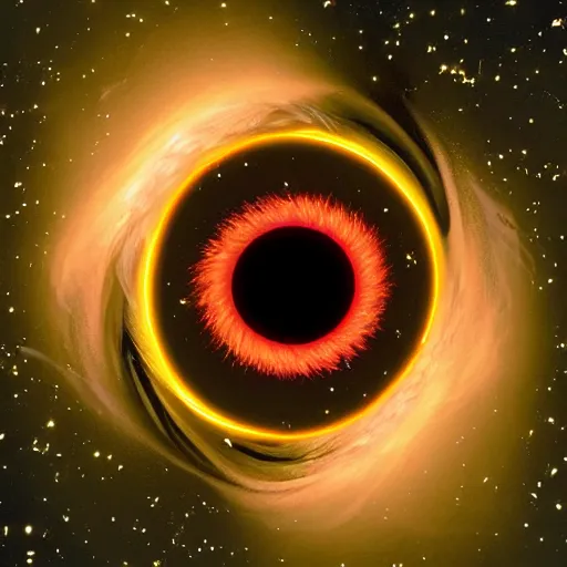 Prompt: Human Eye as a Blackhole with sparks