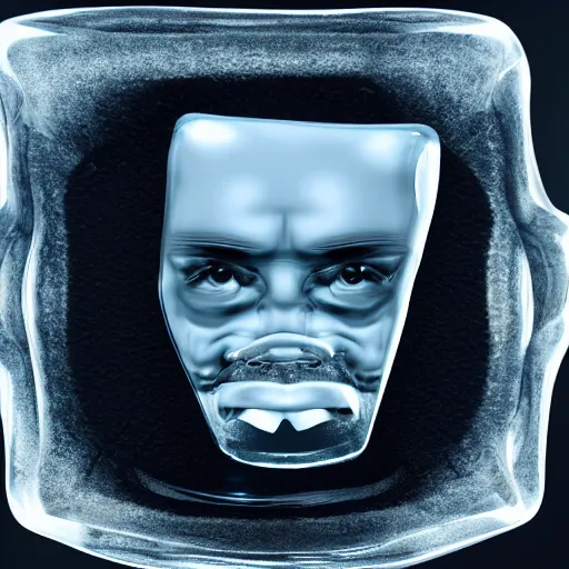 Image similar to ice - t face in a ice cube, 8 k, ultra realistic details