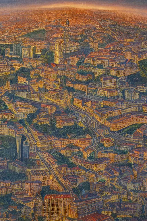 Prompt: The City of Lisbon, oil on canvas by The last day on earth, intricate, portrait, 8k highly professionally detailed, HDR, CGsociety,