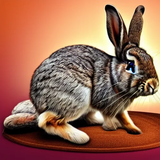 Prompt: a photorealistic photo of a rabbit, the rabbit has a pancake on its head