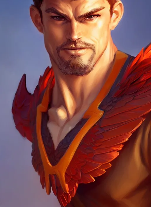 Image similar to character art by wlop, steve henderson, and j scott campbell, gooseman, male hero, goose head, wings, 4 k, arstation, trending, high quality, very detailed, digital