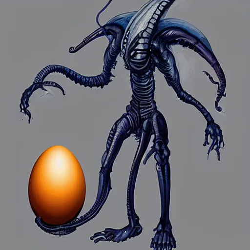 Image similar to xenomorph standing next to a xenomorph egg, concept art by pixar