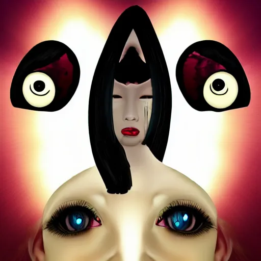 Image similar to surreal girl with 7 eyes