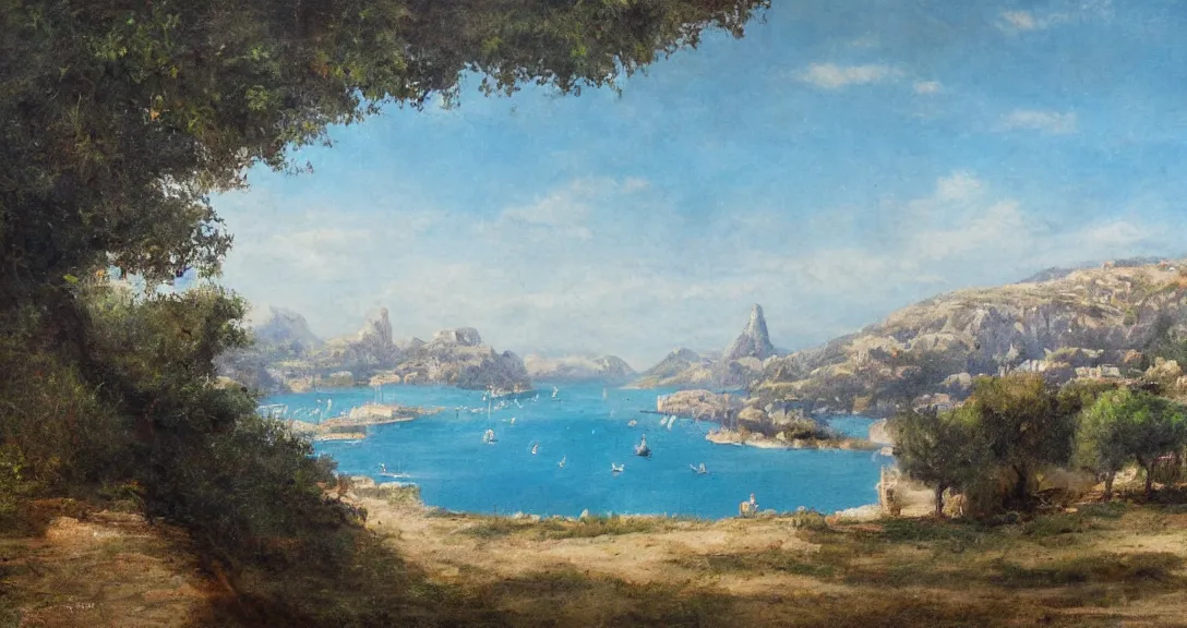 Prompt: matte painting of south of france country