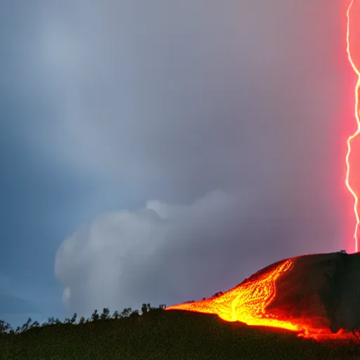 Image similar to lava lightning reflecting off of a high-resolution camera, 8k resolution, Canon EOS C300