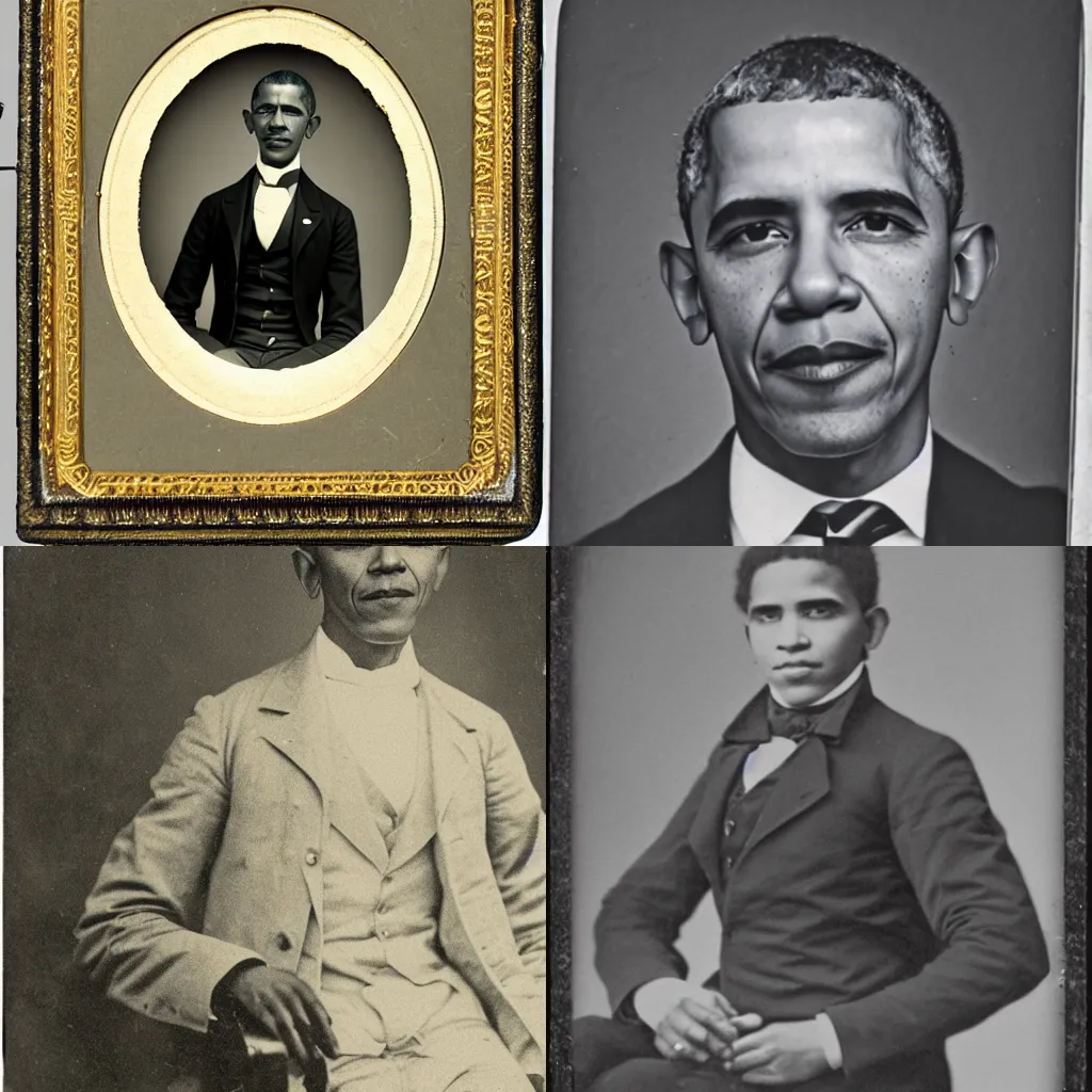 Prompt: 1800s photo of Barack Obama