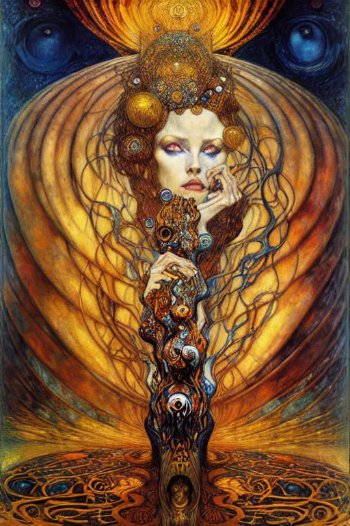 Image similar to Divine Chaos Engine by Karol Bak, Jean Delville, William Blake, Gustav Klimt, and Vincent Van Gogh, symbolist, visionary