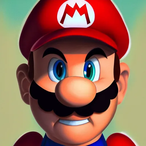 Image similar to an ultra - realistic portrait painting of mario from super mario bros in the style of alex ross. 4 k. ultra - realistic. highly detailed. epic lighting.