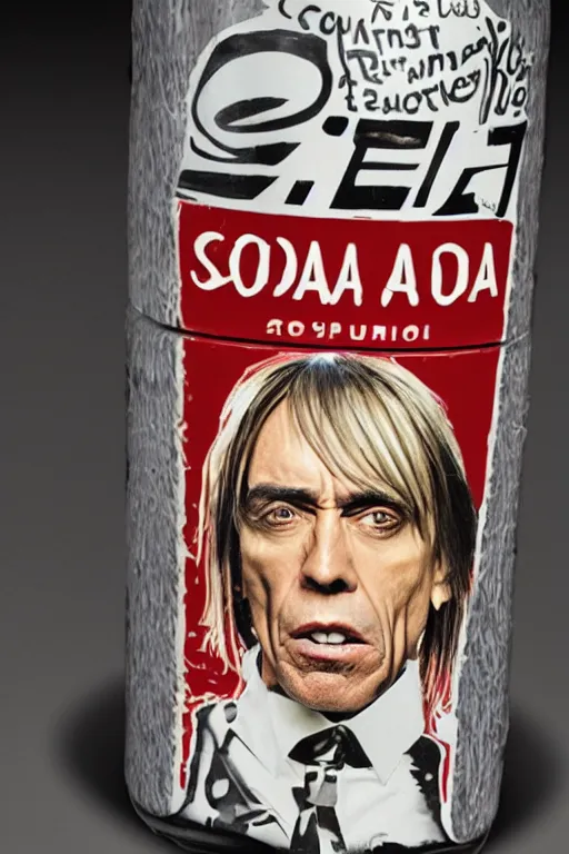 Image similar to a soda bottle with iggy pop's face on the label