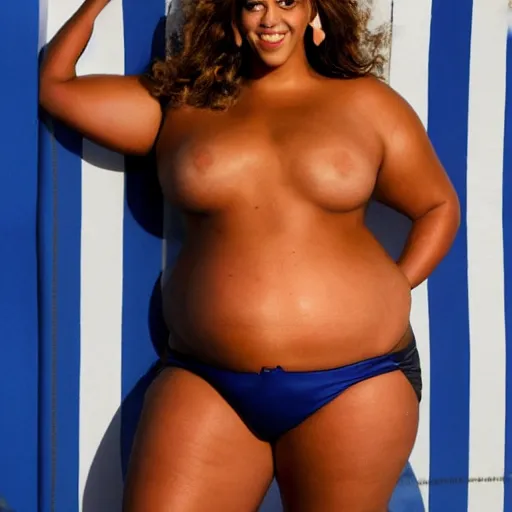 Image similar to fat obama in speedo, beyonce photoshoot