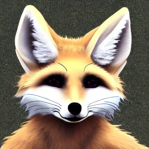 Image similar to male fennec fursona, hypno eyes, mouth open, centered, looking forward.