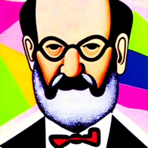 Image similar to a portrait of sigmund freud by romero britto