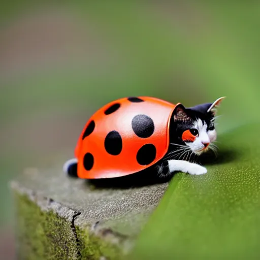 Image similar to a ladybug - cat - hybrid, animal photography