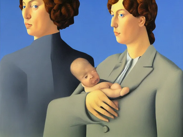 Image similar to mother, painting by rene magritte, high detail, high resolution