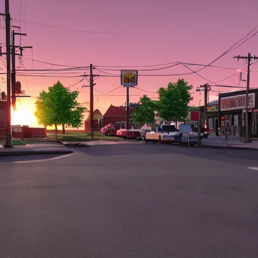 Prompt: backlit new england town in the 1 9 6 0 s beautiful octane render, 8 k detail