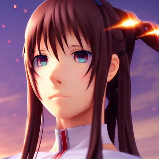 Prompt: Asuna Yuuki render as a very beautiful 3d anime girl, hot petite, long braided hair, hazel eyes, full round face, short smile, cinematic lightning, medium shot, mid-shot, highly detailed, trending on Artstation, Unreal Engine 4k, cinematic wallpaper