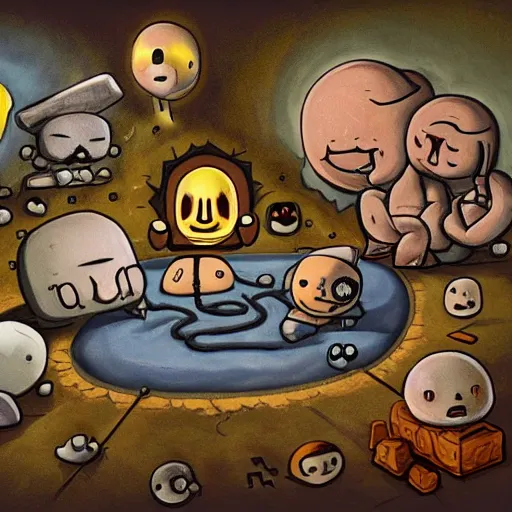 Image similar to the binding of isaac, surrealism