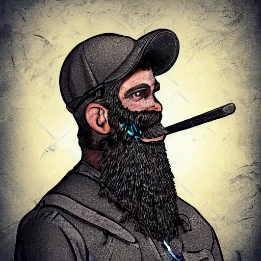 Image similar to Retro coal miner with a long beard coal mining for Bitcoin coins with a pickaxe. Extremely detailed. Award winning digital art. Intense.