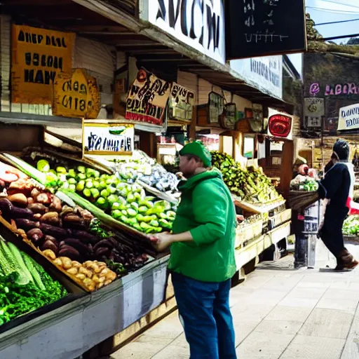 Image similar to greengrocer with a sign that says counter strike