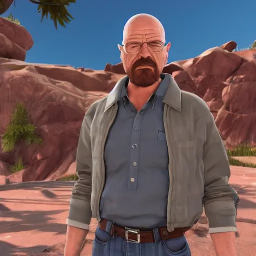 Image similar to walter white in supersmash bros Unreal Engine 5, UE5 Render, in-game screenshot