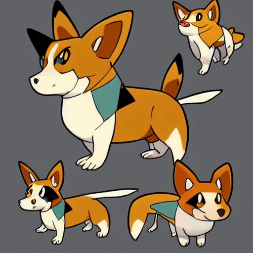 Prompt: a pokemon based on a corgi, anime style, highly detailed
