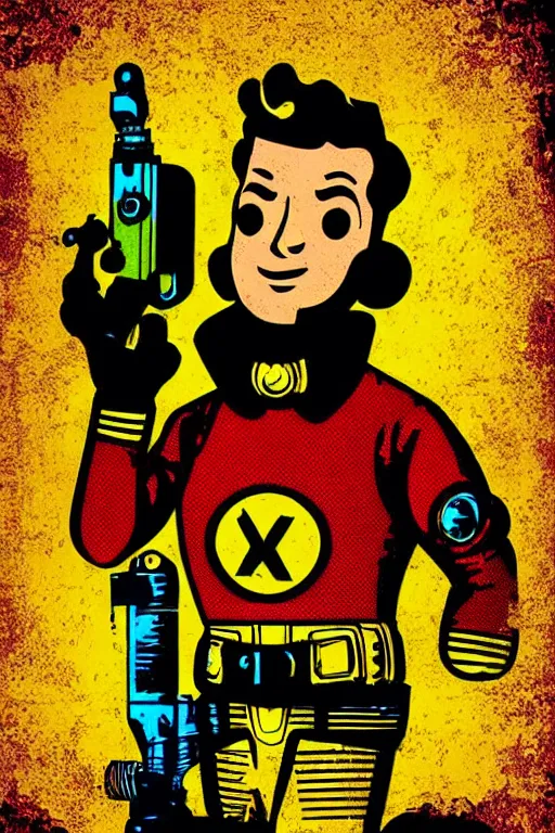 Image similar to fallout 7 6 retro futurist illustration art by butcher billy, sticker, colorful, illustration, highly detailed, simple, smooth and clean vector curves, no jagged lines, vector art, smooth andy warhol style